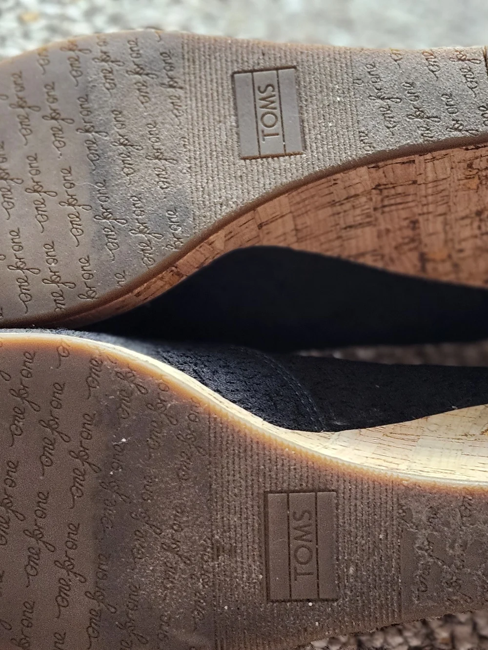 Toms Black Canvas Peep-Toe Flats